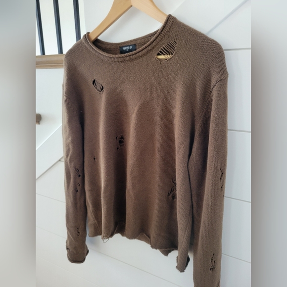Forever 21 Distressed Drop-Sleeve Sweater - Size Small - Gently Worn - Picture 4 of 6